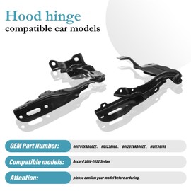 2 PCS Hood Hinges fits Accord 2018 2019 2020 2021 2022 Driver & Passenger Side Left Right Replace HO1236160 60120TVAA00ZZ