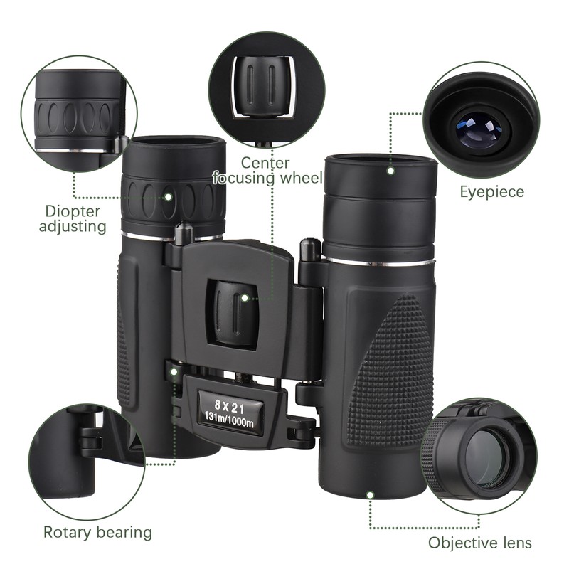Lightweight Mini Binoculars Foldable Pocket Binoculars for Adults Kids Bird