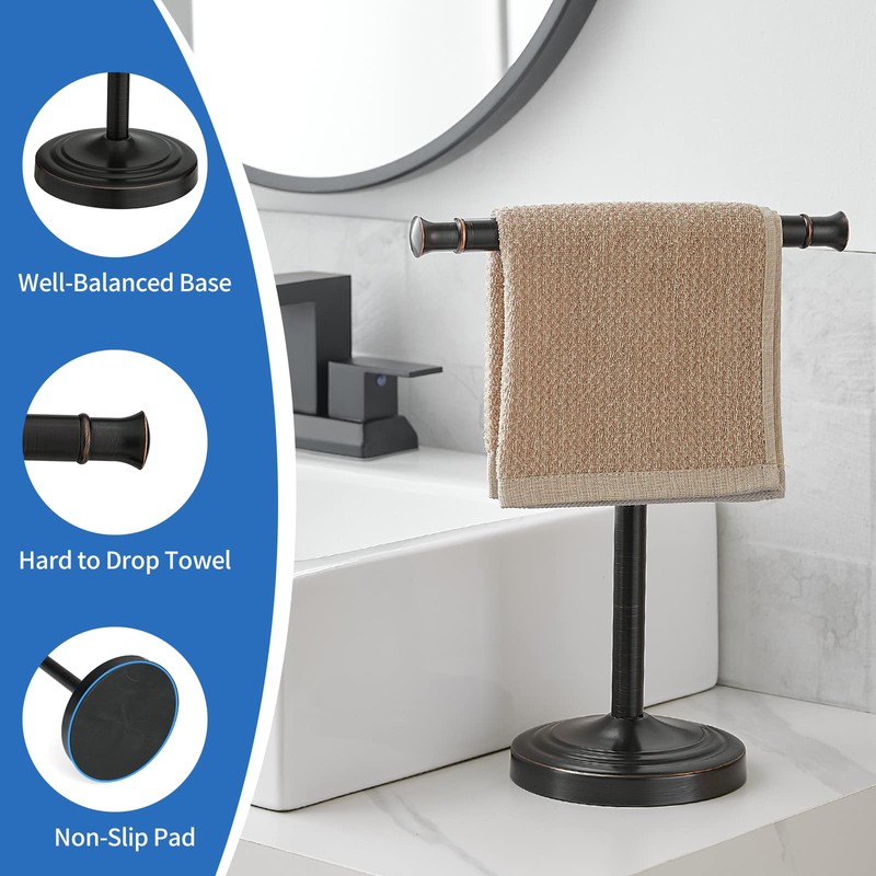 RUMOSE 13 Inch Oil Rubbed Bronze Towel Stand Hand Towel