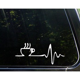 Coffee - Tea - 8 3/4" x 3 3/4" - Vinyl Die Cut Decal/Bumper Sticker for Windows, Trucks, Cars, Laptops, Macbooks, Etc.