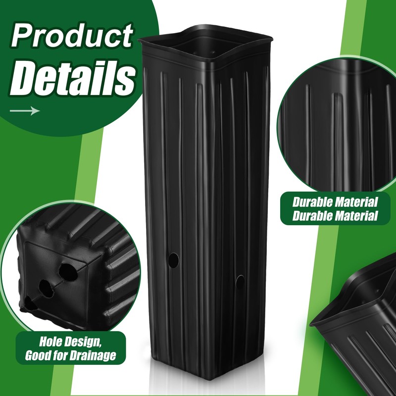 Hushee 200 Pcs Tall Tree Pot 12" Plastic Deep Plant