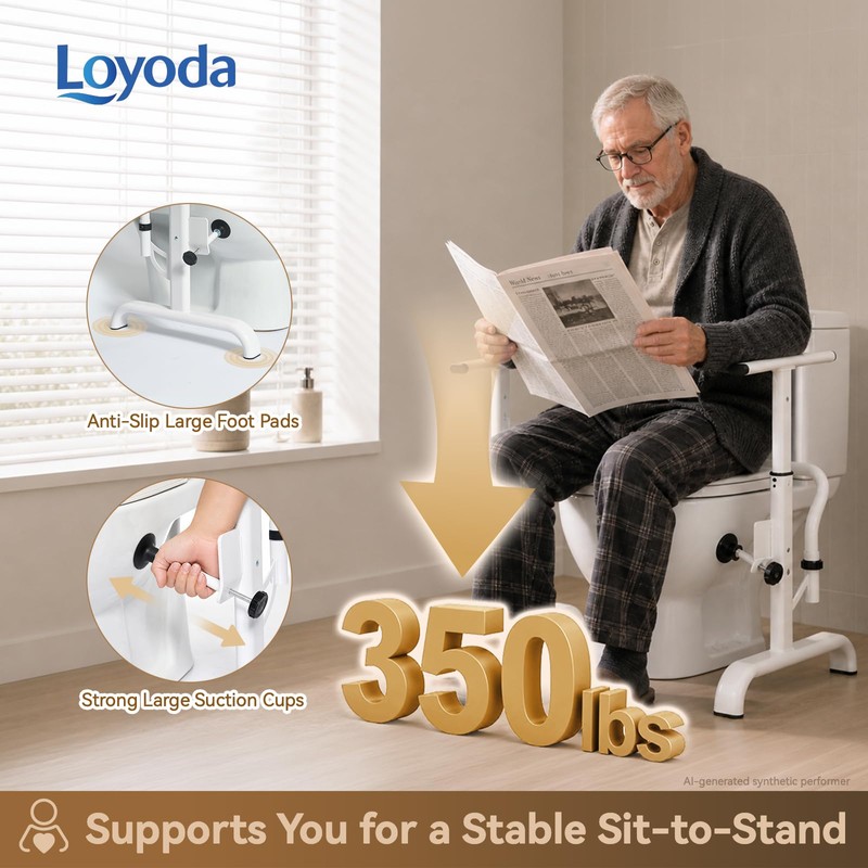 Loyoda Toilet Safety Rails for Seniors, 350 LBS Heavy Duty