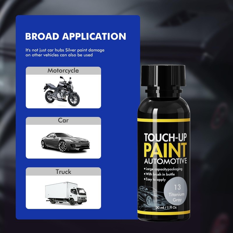 Xtryfun Titanium Gray Rim Touch Up Paint, Automotive Touch Up