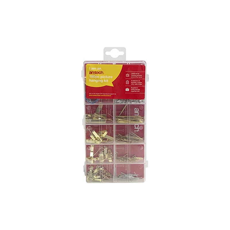 Amtech S5162 Picture Hanging Kit, Picture Hangers, Picture Hooks, Wall