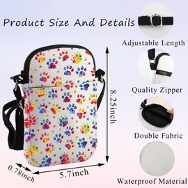 PLITI Paw Print Crossbody Bag Dog and Cat Paw Print Bag Pet Groomer Gift Cat Dog Owner Gift Animal Lover Gift Dog Puppy Gift (Dog cat paw ZCbag)