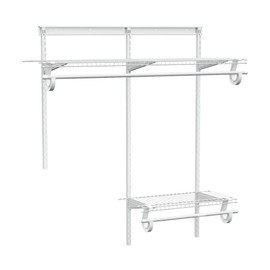PROWORX 2-4 Ft. Expandable Closet Organizer System Kit, White Custom Metal Wire Shelving, Organization and Storage Shelves Wall Mounted with Hanging Rods