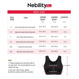 Nebility Front Closure Bra for Women Full Coverage Sports Bras Seamless Comfort Post Surgery Bra Black