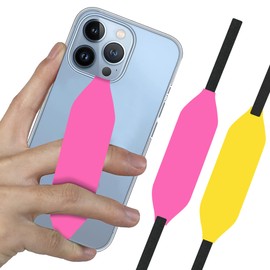 Switchbands Universal Phone Grip Strap | Reversible Phone Hand Strap for Cases - Secure Handling - Pink & Yellow
