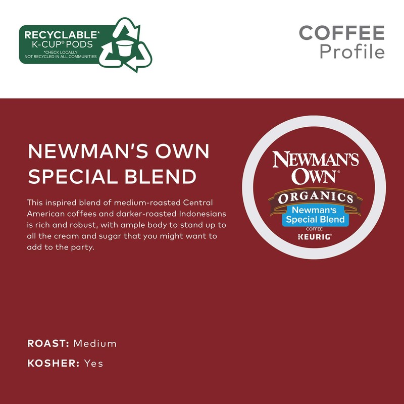 Newman's Own Organics Special Blend Keurig Single-Serve K-Cup Pods, Medium