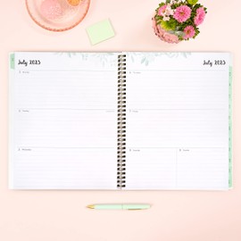 Blue Sky 2023-2024 Academic Year Weekly and Monthly Planner, 8.5" x 11", Frosted Flexible Cover, Wirebound, Laurel (144723)