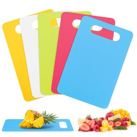 5Pcs Flexible Plastic Cutting Board Mats, Colored Mats, BPA-Free, Non-Porous, Gripped Back and Dishwasher Safe,11.4 in x 7.5 in, 2mm Thickness