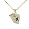 MayiaHey Poker Pendant, Sparkling Poker Card Necklace for Men, Golden
