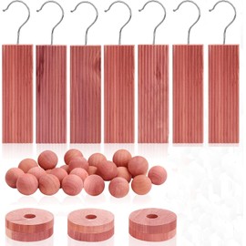 Kgepleos Cedar Hanging Storage Made of Premium Red Cedar Wood, Natural Color, No Size Specification, 12 Boards, 6 Rings, 18 Balls in 1 - Pack