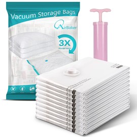Vacuum Storage Bags, 10 Medium Vacuum Seal Bags for Clothing & Bedding, Space Saver Bags for Organization and Storage, Hand Pump Included – Ideal for Home, Travel & Moving Use (10M)