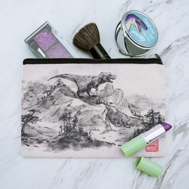 GRAPHICS & MORE Tyrannosaurus Rex In Chinese Ink Painting Trex Makeup Cosmetic Bag Organizer Pouch
