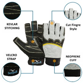 Azure Premium Quality Extreme Grip Sailing Gloves Breathable Riding Cycling Biking Skiing Fishing Sailing Running Hiking Indoor-Outdoor For Men Women Cut Fingers (XXL)