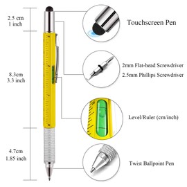 4 Pcs Multitool Pen Gifts for Men, 6 in 1 Cool Gadget with Ruler, Level, Screwdriver, Stylus, Ballpoint Pen, Unique Gift for Christmas, Father's Day, Valentine, Birthday