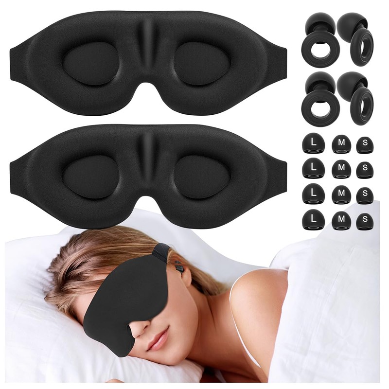 Kit 2pzs Antifaz para Dormir y 2 Pares Tapones Auditivos