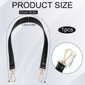 Yolev Black Leather Bag Strap Replacement Handbag Straps 47cm Short Purse Shoulder Strap Extender with Metal Swivel Hooks for Crossbody Bag Wallet Handbags