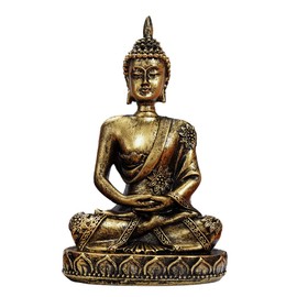 HYFAN - Figura de yoga armoniosa con estatua de Buda para meditación pequeña, decoración de escultura de Feng Shui, para decoración en casa, oficina, computadora (bronce 4)