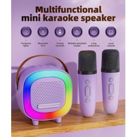 Mini Karaoke Machine Speaker for Kids Adults, Portable Bluetooth with 1 or 2 Wireless Microphones, Children's Day Birthday Gift Ideas for Toys for Teens Boys and Girls Aged 4, 5, 6, 7, 8, 9, 10, 12+
