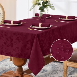 Romanstile Jacquard Rectangle Tablecloth, Elegant Waterproof Damask Floral Pattern Table Cloths Heavy Weight Decorative Table Covers for Dinner/Parties/Holiday - 60 x 120 Inch, Burgundy