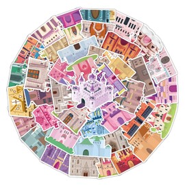 Pack of 40 Princess Castle Stickers Pack Princess Castle Sticker Set Waterproof Vinyl Stickers for Laptop Children Cars Motorcycle Bicycle Skateboard Luggage Suitcase Computer Sticker Graffiti Decal