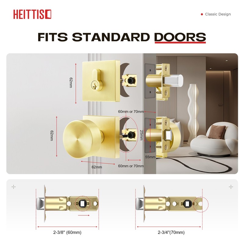 Heittis 2 Pack Front Door Lock Set,Front Door Entry Knobs