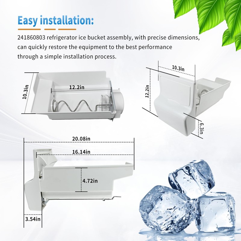241860803 Ice Container Bucket Assembly Compatible with Frigidaire Kenmore Crosley