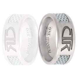 One Moment In Time J113w Size 11 White Titan Titanium with White Carbon Fiber inlay Ring Mormon LDS CTR