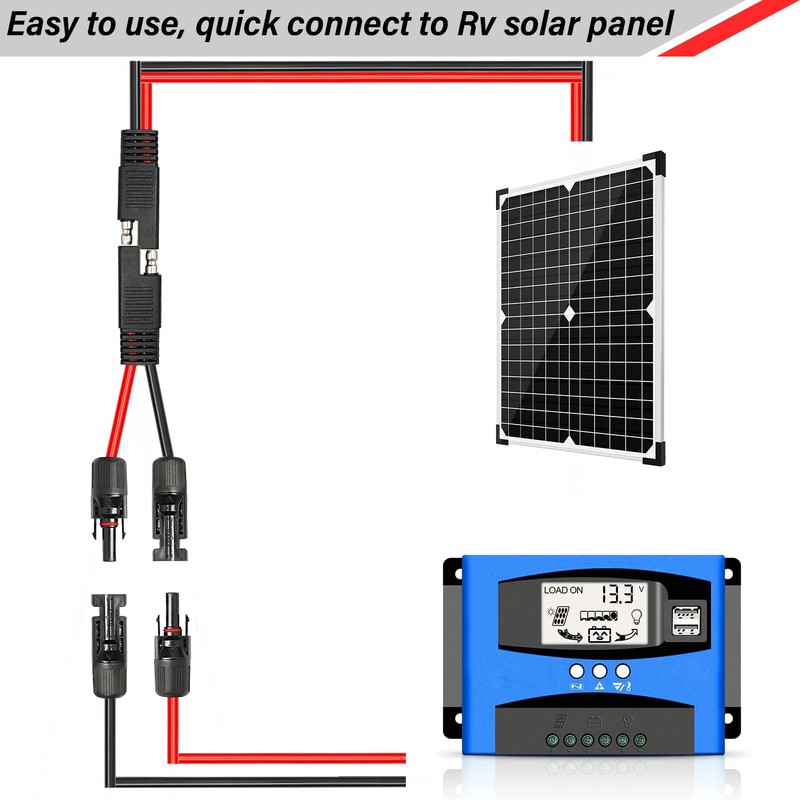 MOOKEERF Solar Panel to SAE Adapter Cable - 15FT 10AWG