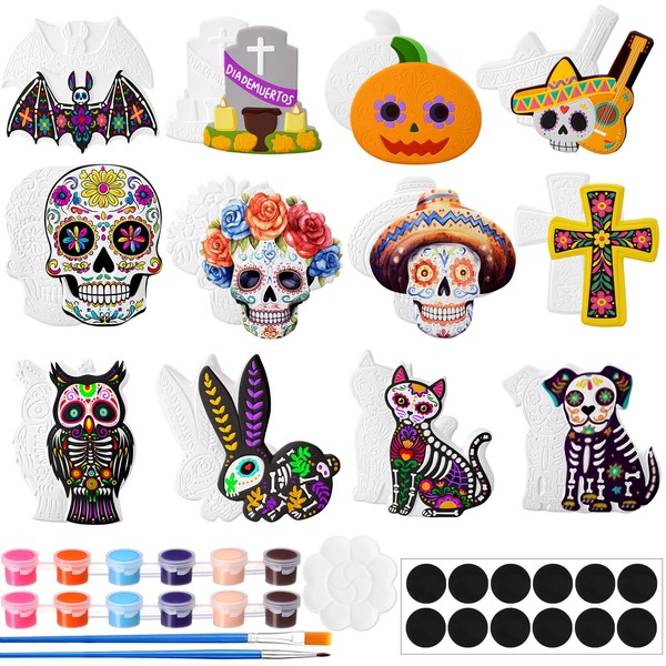 Perthlin 12 Pcs Ceramics to Paint Halloween Day of The