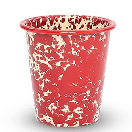 Crow Canyon Home Enamelware Tumbler, 10 ounce, Burgundy/Cream Splatter (Set of 4)