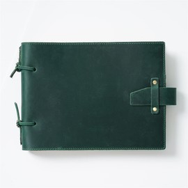 AIGUONIU Vintage Leather Sketch Writing Notebook, Handmade Leather Binding - Creative Writing and Art Sketch Book (Green)