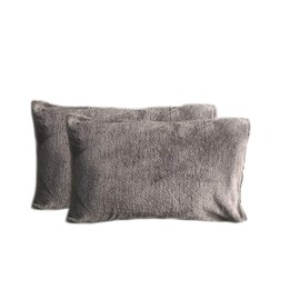 KLAZE Fleece V Pillow and V Pillowcase Complete Set, V Cover Only or Wedge Cover Only Teddy Bear Sherpa Fleece Super Soft Non-Allergenic Orthopaedic (Charcoal Grey, Plain Pillowcase Set)