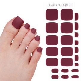 DANNI & TONI Semi Cured Gel Toenail Strips Matte (Velvet Desire) Toe nail Wraps for Pedicure UV toenails 37 PCS Set