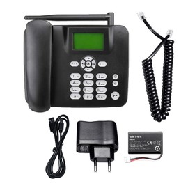 Fixed Wireless Phone 2G Desktop Telephone Support GSM 850/900/1800/1900MHZ SIM Card Cordless Phone with Antenna Radio Alarm Clock SMS Funtion for House Home Call Center Office Company Hotel
