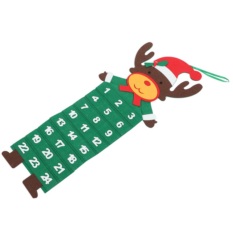 Christmas Themed Cute Felt Countdown Calendar Xmas Home Hanging DecorationElk