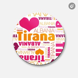 Unbranded Tirana Albania Word Cloud | 4'' X 4'' Round Decorative Magnet