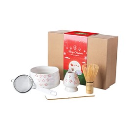 MYCHA Japanese Matcha Tea Set, Matcha Whisk, Traditional Scoop, Matcha Bowl, Ceramic Whisk Holder,Sifter,Handmade Matcha Ceremony Kit For Traditional Japanese Tea Ceremony (Cherry Blossom)