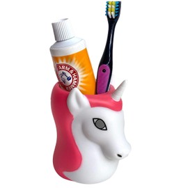 Kids Toothbrush Holder Toothbrush Organizer – Durable Silicone Animal Tooth Brush Holder – Easy to Clean Toothbrush and Toothpaste Holder – Toothbrush Holders for Bathrooms by Lily’s Home [Unicorn]