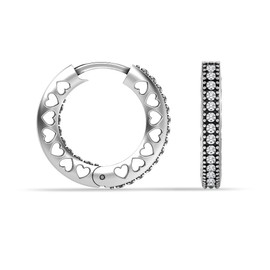 LeCalla 925 Sterling Silver Rhodium-Plated CZ Round Huggie Hoop Earrings for Women Teen 22mm