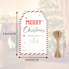 GCQQ Christmas Tags, 50Pcs Merry Christmas Tags with String, White Paper Christmas Tags with Holes, Xmas Present Tags for Gift, Jars, Crafts