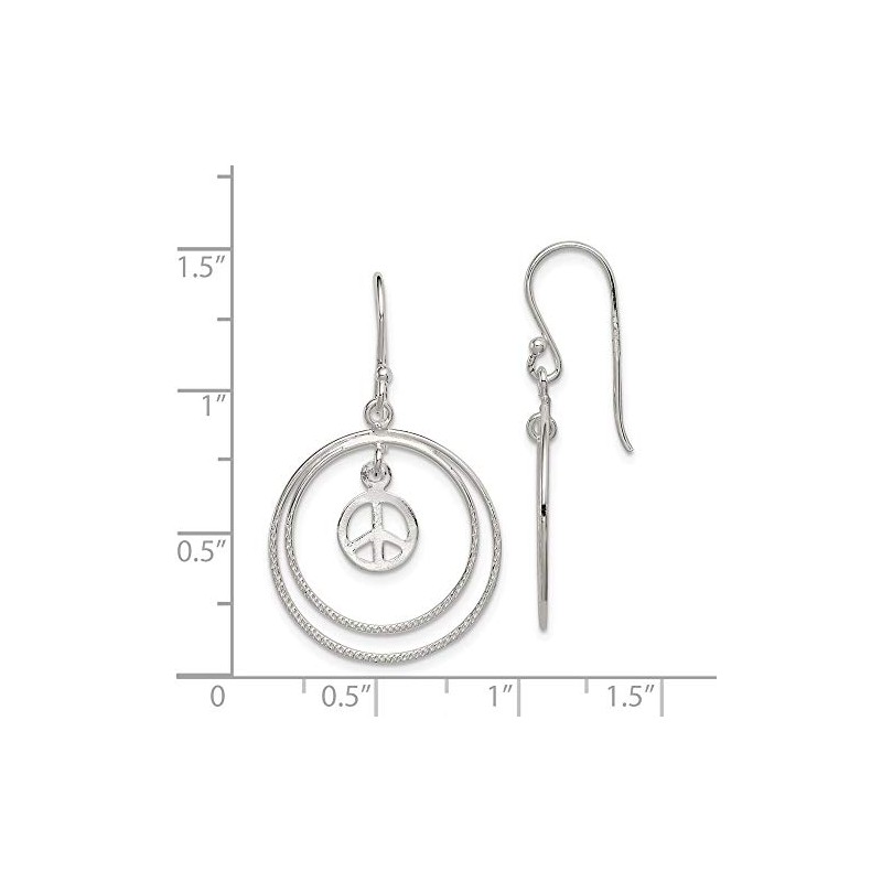 Solid 925 Sterling Silver Double Eternity Circles w/Small Peace Sign