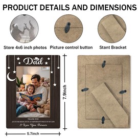 Fathers Day Gift for Dad, Gifts for Dad, Wood Picture Frame, Presents from Daughter, Son, Mom Heartwarming Men Gifts, Desktop Decor, Dad I love you forever, Fits 4x6 inch Photo