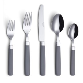 ANNOVA Silverware Set Stainless Steel Colorful Tableware Kitchen Flatware Set Utensils, Includes Dinner Knives, Forks, Spoons, Salad Forks & Dessert Spoons (Gray, 20 Pieces)