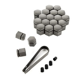 LST 20x Felgen Radschraube Abdeckkappen Sechskant Kappen Set 17 mm grau Matt