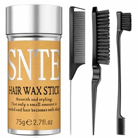 Hair Brush and Wax Stick Set with Smooth Back, 4 Pieces Hair Accessories for Kids and Women, Hair Gel, Edge Brush for Styling and Flyaways