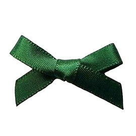 Trucraft 3cm 7mm Satin Ribbon Mini Craft Bows Dark Green Pack of 20