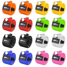 16 Pack Handheld Tally Counter 4 Digit Mechanical Palm Clicker Counter Hand Tally Counter for Counting Numbers Knitting Row Sport School Event, 8 Colors